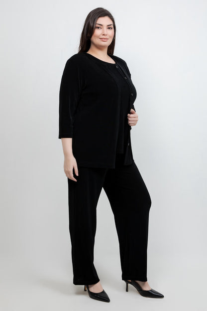 Jackets Vikki Vi Classic Black 3/4 Sleeve Cardigan