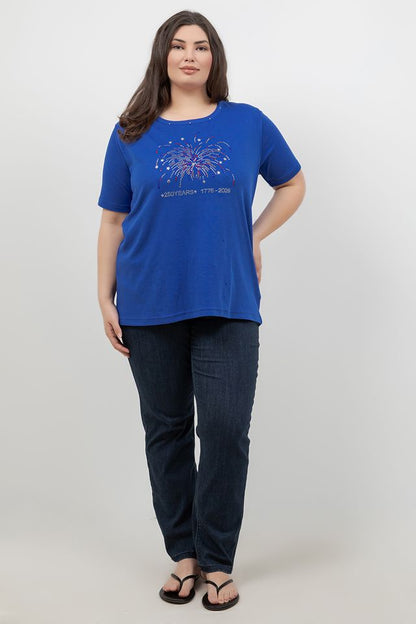 Tops Fireworks Round Neck Top