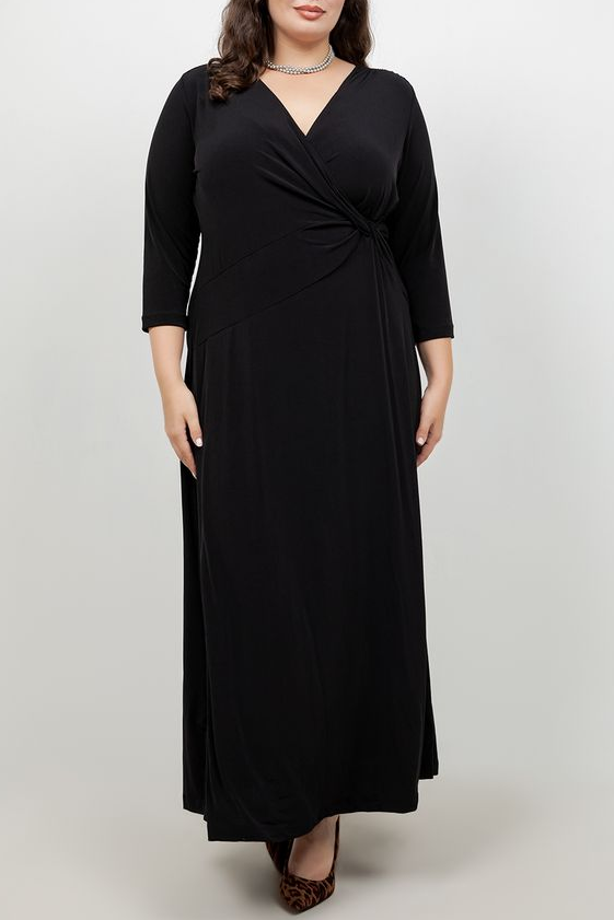 Vikki Vi Jersey Black Faux Wrap Maxi Dress