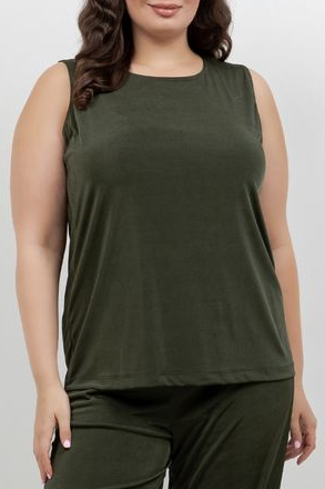 Tops Vikki Vi Silky Classic Olive Tank