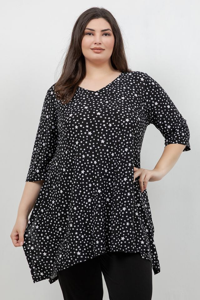 Tops Vikki Vi Jersey Stars Handkerchief Tunic