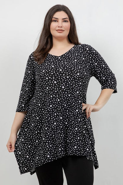 Tops Vikki Vi Jersey Stars Handkerchief Tunic