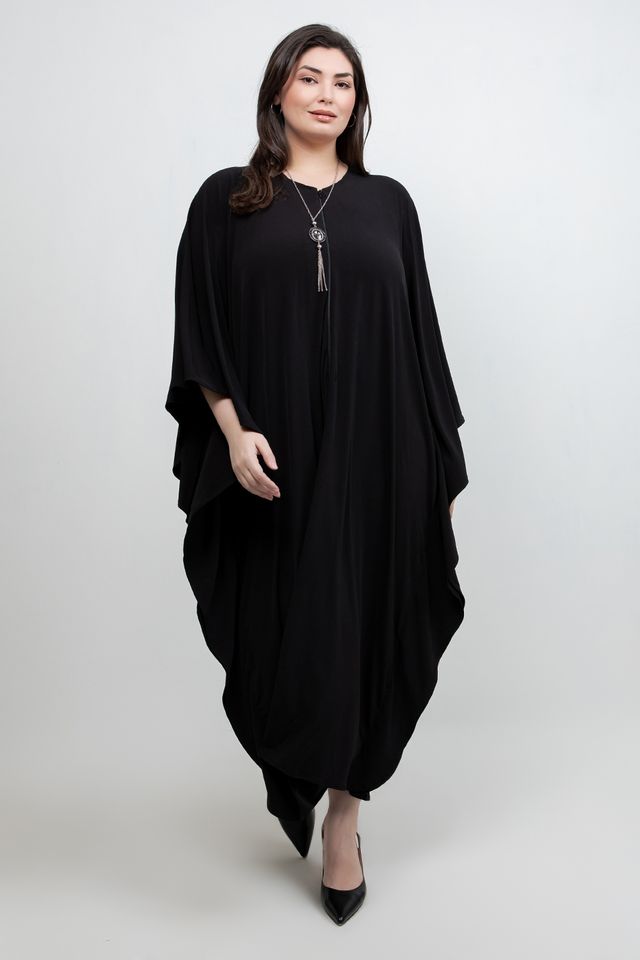 Plage CO Caftan BL カラーブラックサイズフリー Goood Times Plus Size Black & White Caftan, Maxi Kimono Beach