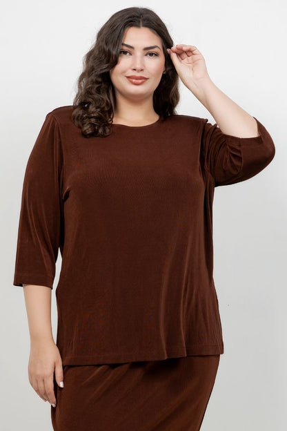 Vikki Vi Classic Bronze 3/4 Sleeve Top
