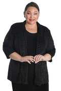Vikki Vi Velvet Burnout Geo 3/4 Sleeve Kimono Jacket