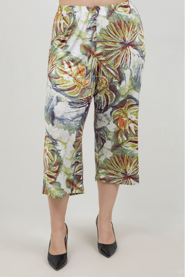 Vikki Vi Jersey Watercolor Palm Crop Pants