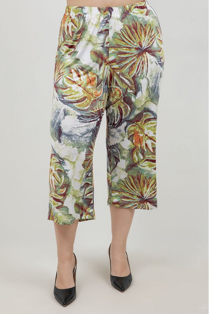 Vikki Vi Jersey Watercolor Palm Crop Pants