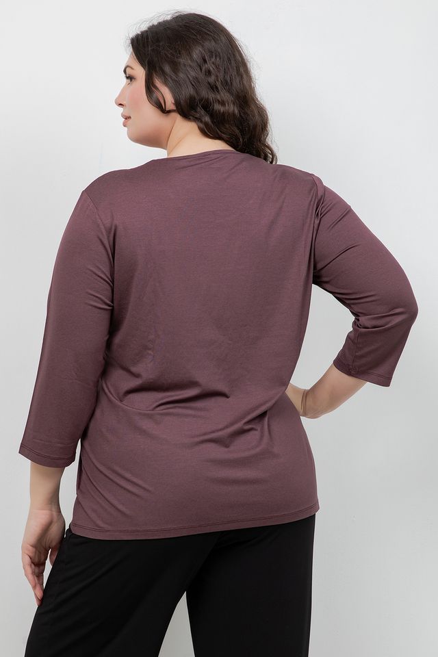 Tops Plum Ripple Sparkle 3/4 Sleeve Top