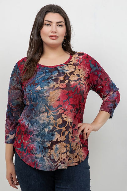 Karen Kane 3/4 Sleeve Burnout Tunic