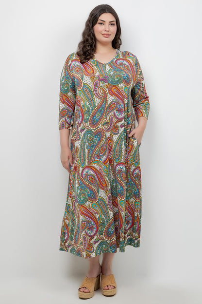 Dresses Vikki Vi Jersey Paisley V Neck Pocket Dress