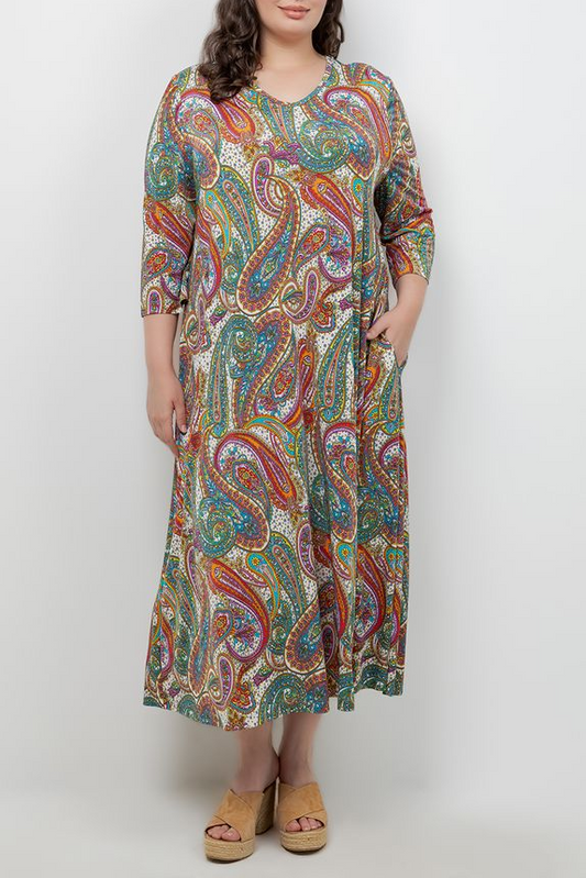 Dresses Vikki Vi Jersey Paisley V Neck Pocket Dress