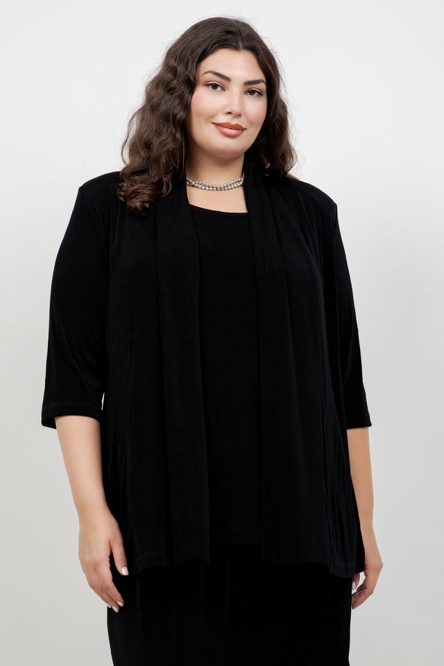 Vikki Vi Classic Black 3/4 Sleeve Kimono Jacket