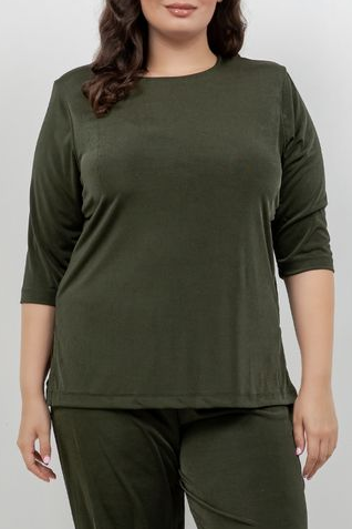 Tops Vikki Vi Silky Classic Olive 3/4 Sleeve Top