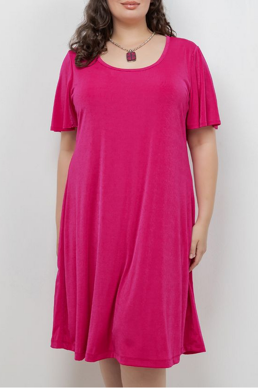Dresses Vikki Vi Silky Classic Magenta T-Shirt Dress