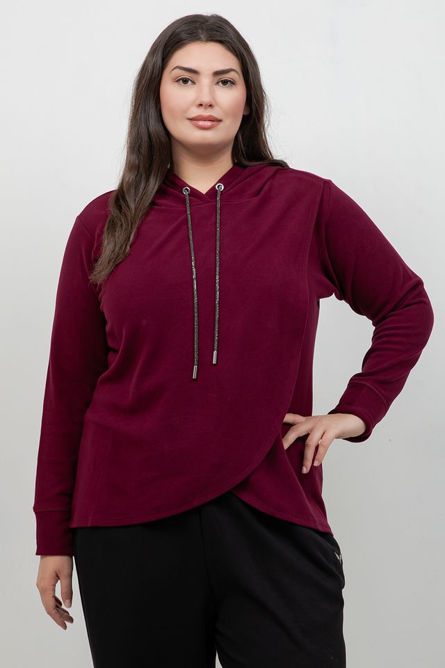 Karen Kane Wine Layer Front Hoodie