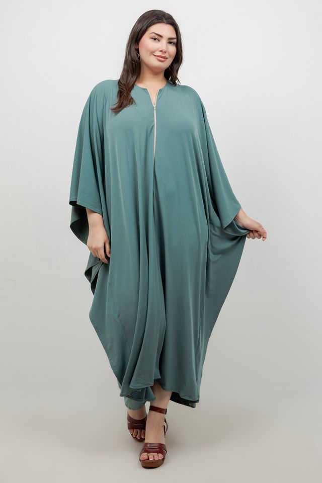 Vikki Vi Jersey Sage Zip Front Caftan