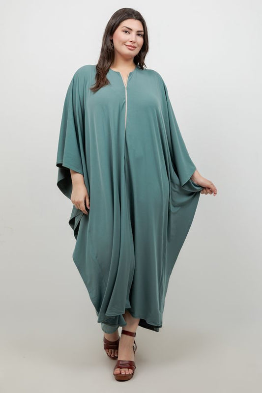 Vikki Vi Jersey Sage Zip Front Caftan
