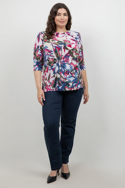 Vikki Vi Jersey Georgia Floral 3/4 Sleeve Top