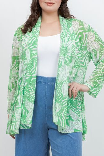 Tops Jess and Jane Floral Green Mesh Jacket