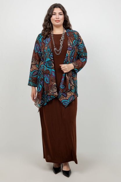 Vikki Vi Classic Bronze Jewel Neckline Maxi Dress