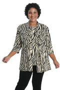 Vikki Vi Jersey Ivory Zebra 3/4 Sleeve Kimono Jacket