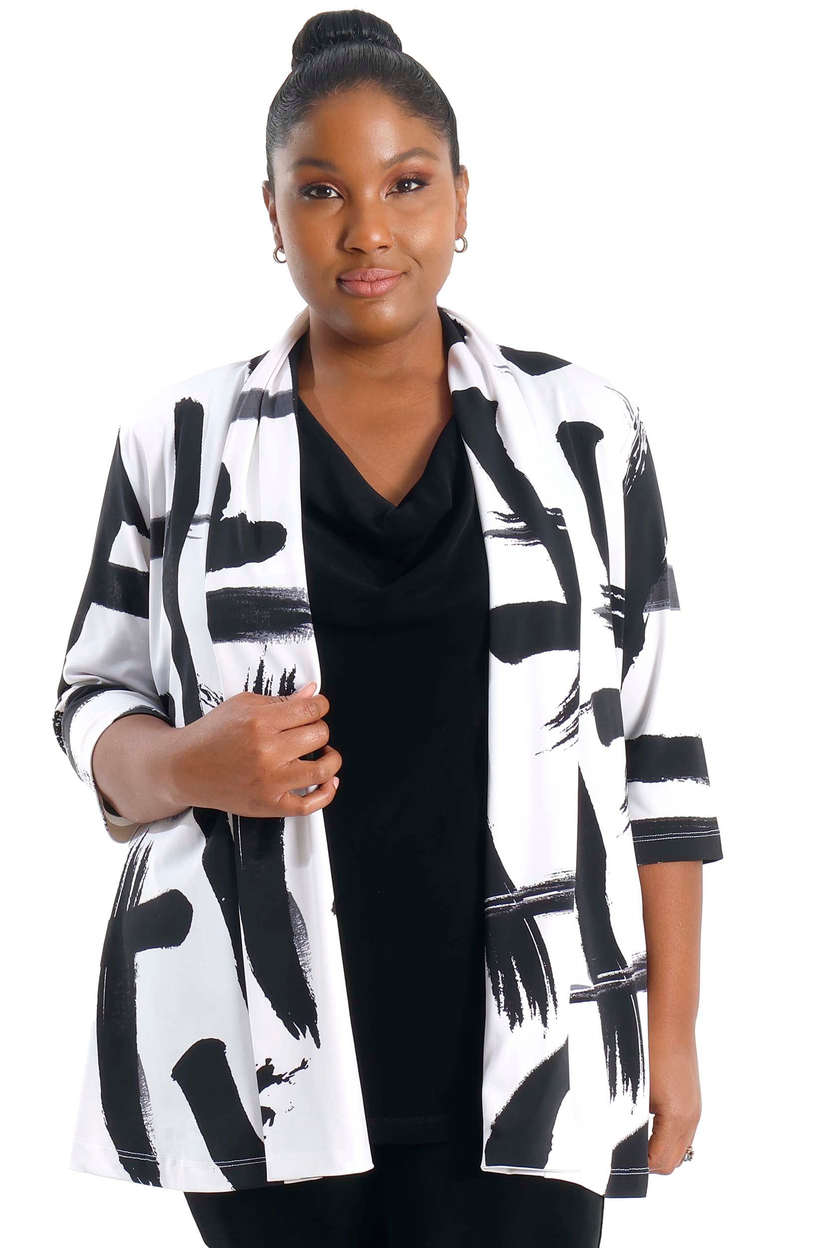 Vikki Vi Jersey Zen 3/4 Sleeve Kimono Jacket – PlusbyDesign.com