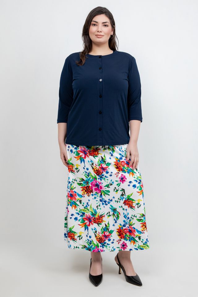 Jackets Vikki Vi Jersey Navy 3/4 Sleeve Cardigan