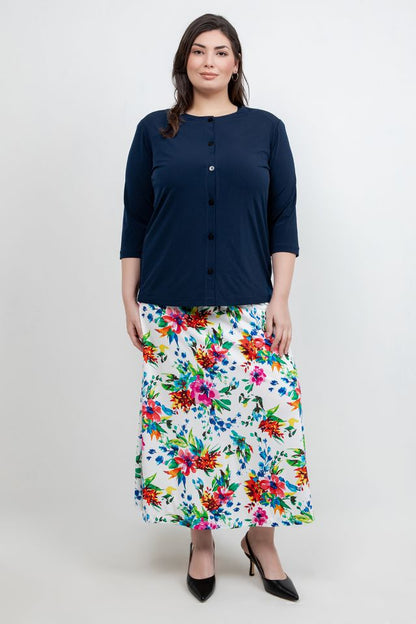 Jackets Vikki Vi Jersey Navy 3/4 Sleeve Cardigan