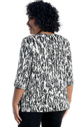 Vikki Vi Classic Glitzy Zebra 3/4 Sleeve Top