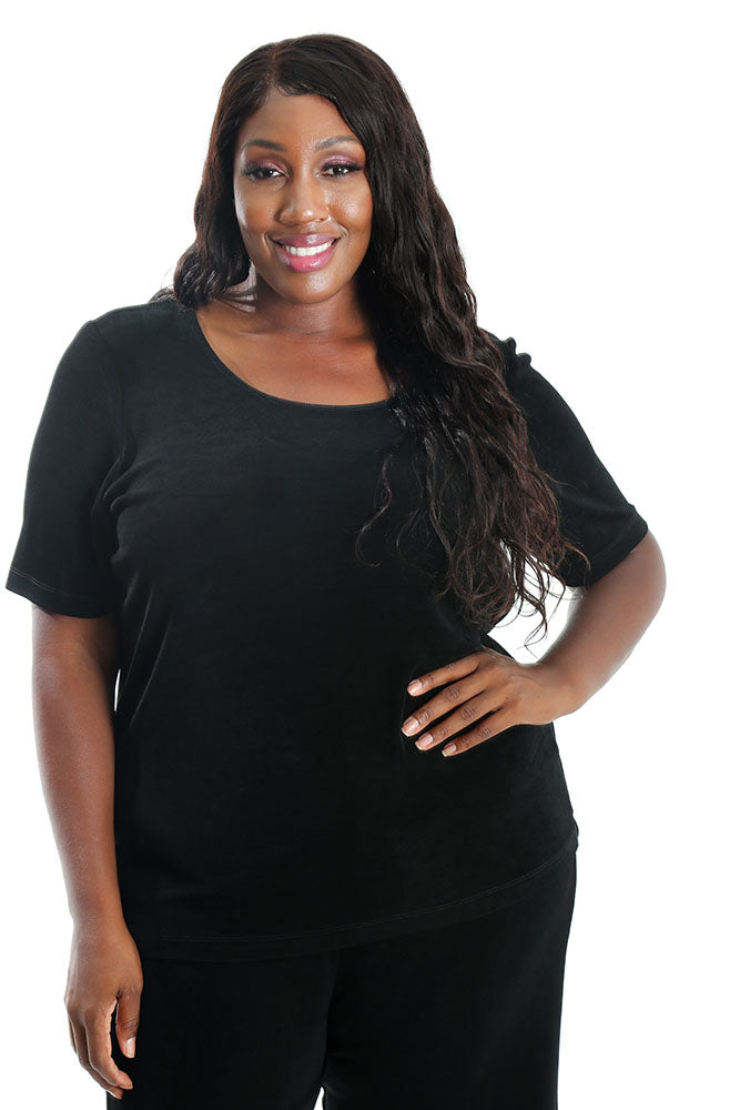 Tops Vikki Vi Classic Black Short Sleeve Top