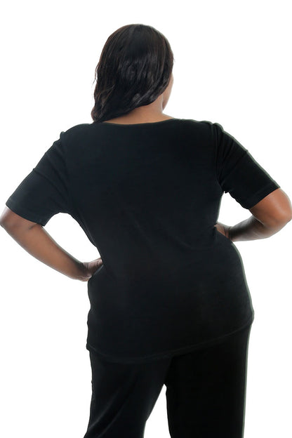 Tops Vikki Vi Classic Black Short Sleeve Top