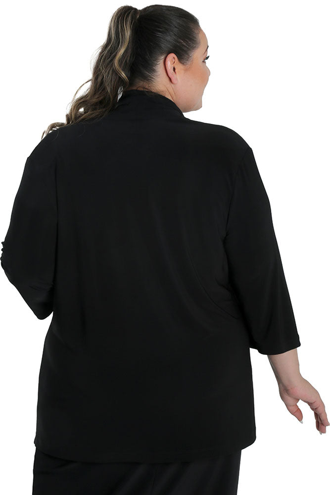 Jackets Vikki Vi Jersey Black 3/4 Sleeve Kimono Jacket