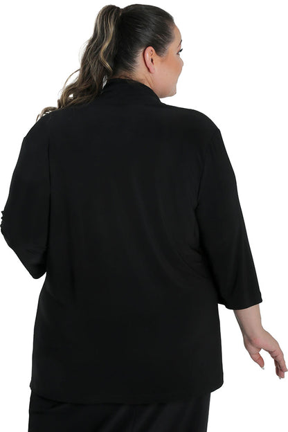 Jackets Vikki Vi Jersey Black 3/4 Sleeve Kimono Jacket