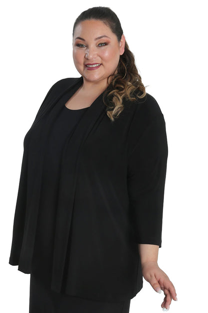 Jackets Vikki Vi Jersey Black 3/4 Sleeve Kimono Jacket