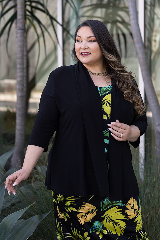 Jackets Vikki Vi Jersey Black 3/4 Sleeve Kimono Jacket