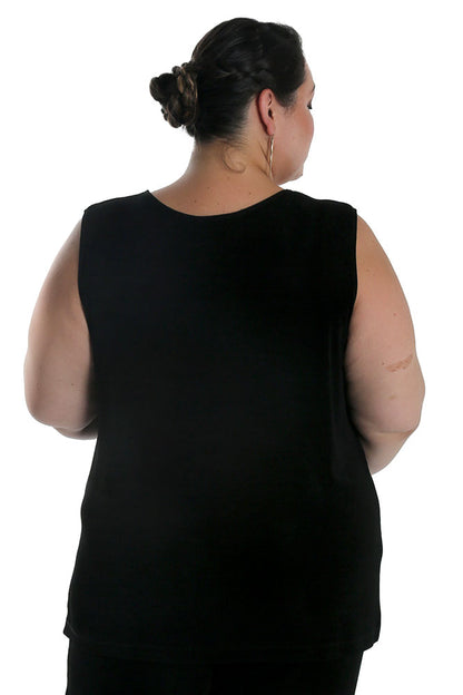 Tops Vikki Vi Classic Black Sleeveless Tunic