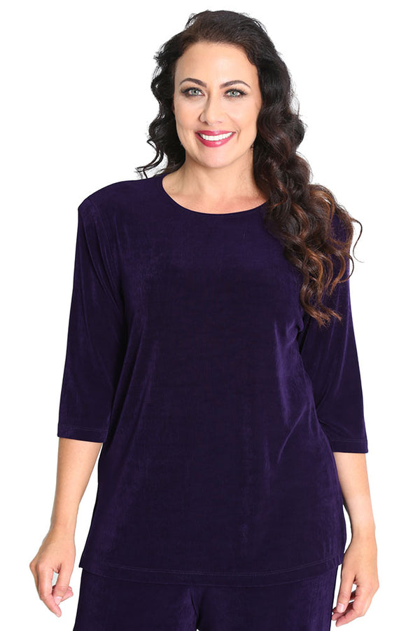 Vikki Vi Classic Black Plum 3/4 Sleeve Top