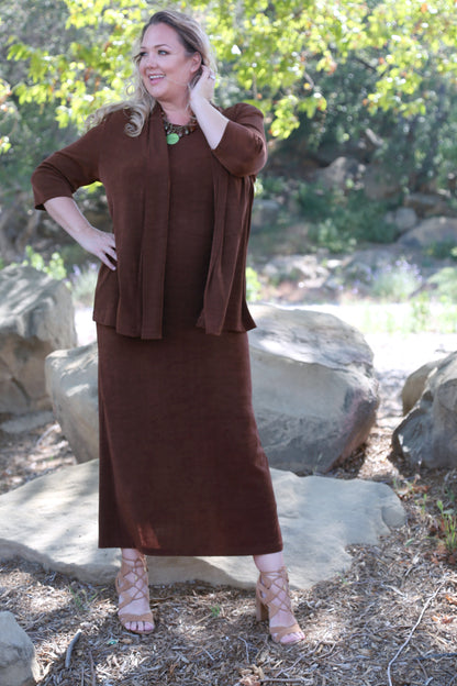 Dresses Vikki Vi Classic Bronze Jewel Neckline Maxi Dress