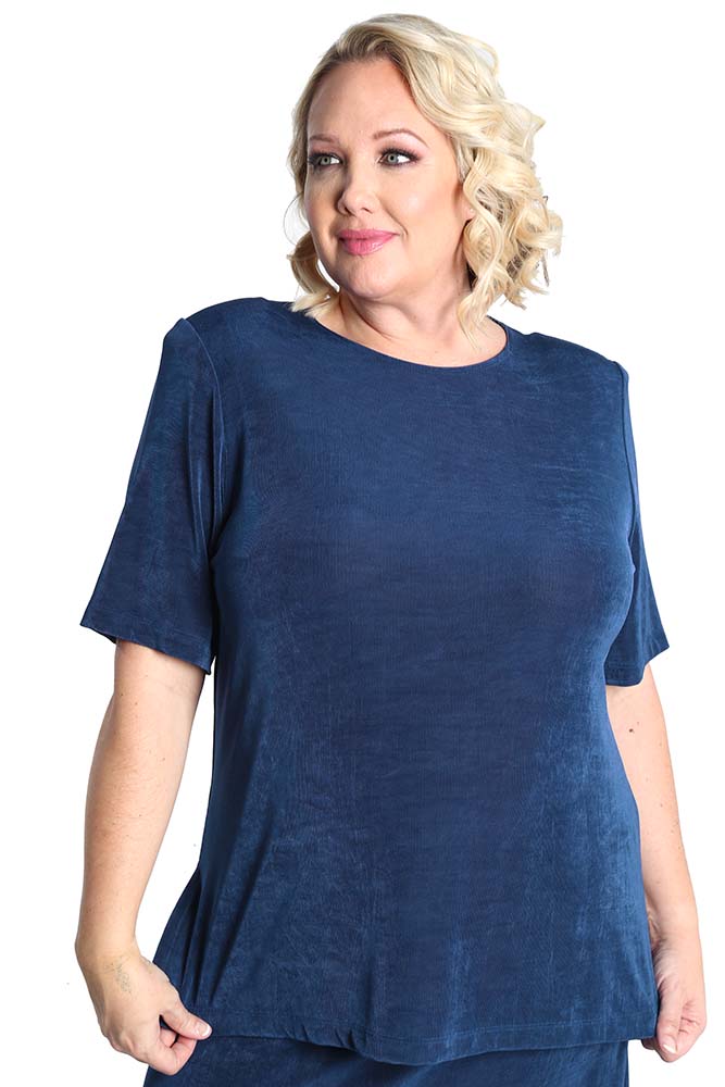 Tops Vikki Vi Classic French Blue Short Sleeve Tunic