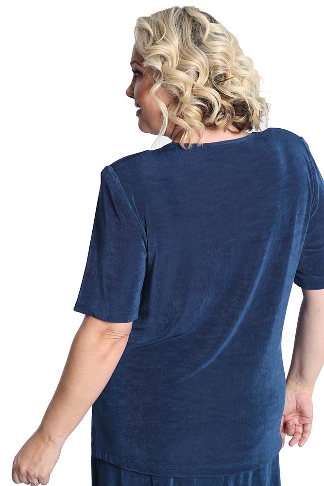 Tops Vikki Vi Classic French Blue Short Sleeve Tunic