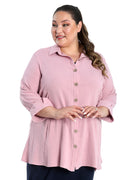 Vikki Vi Dusty Rose Linen Fit and Flare Blouse