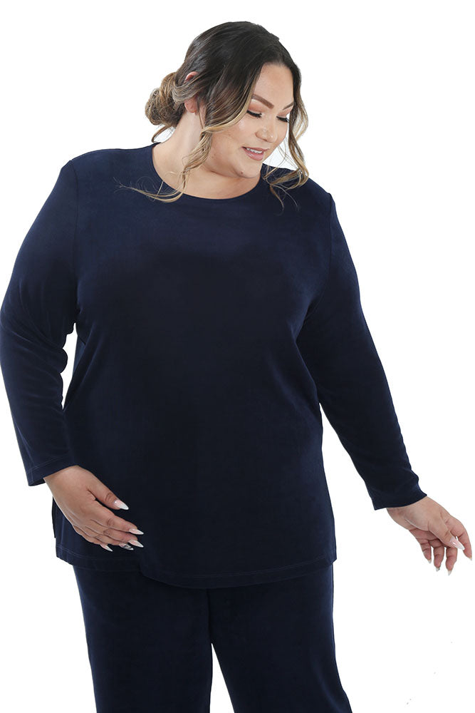 Tops Vikki Vi Classic Navy Long Sleeve Tunic