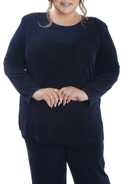 Tops Vikki Vi Classic Navy Long Sleeve Tunic