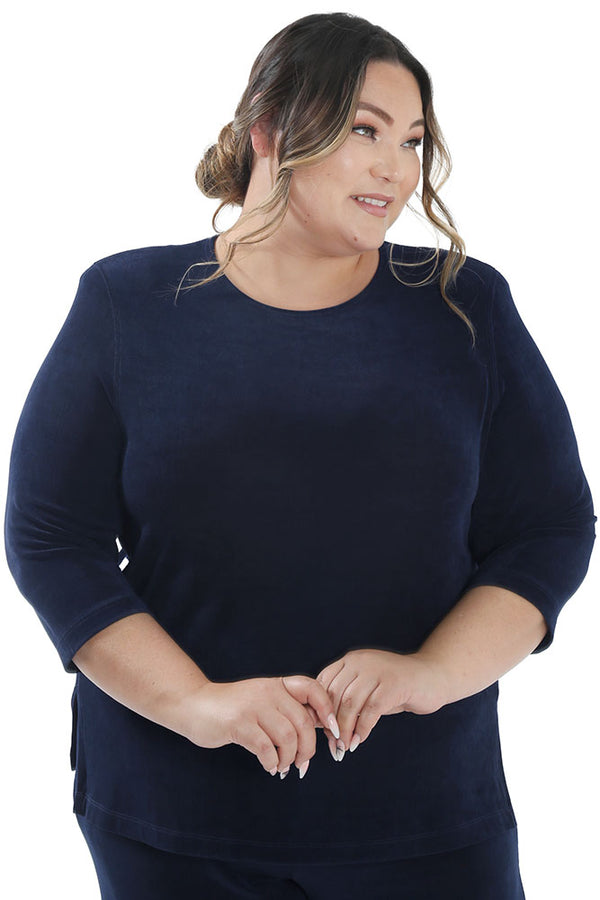 Vikki Vi Classic Navy 3/4 Sleeve Top