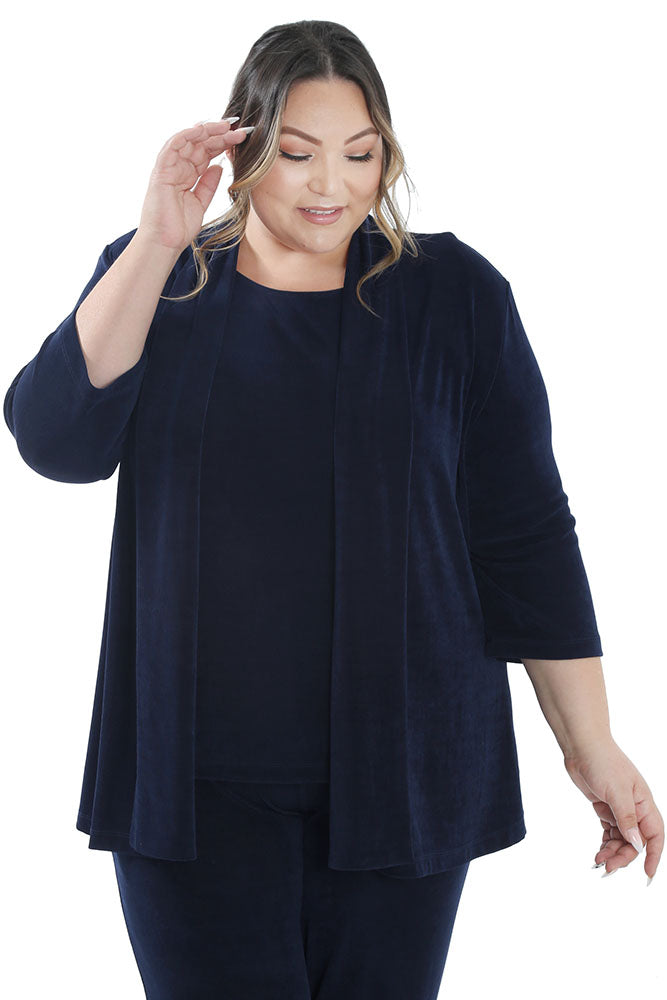 Jackets Vikki Vi Classic Navy 3/4 Sleeve Kimono Jacket