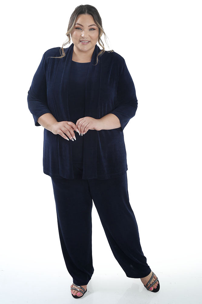 Jackets Vikki Vi Classic Navy 3/4 Sleeve Kimono Jacket