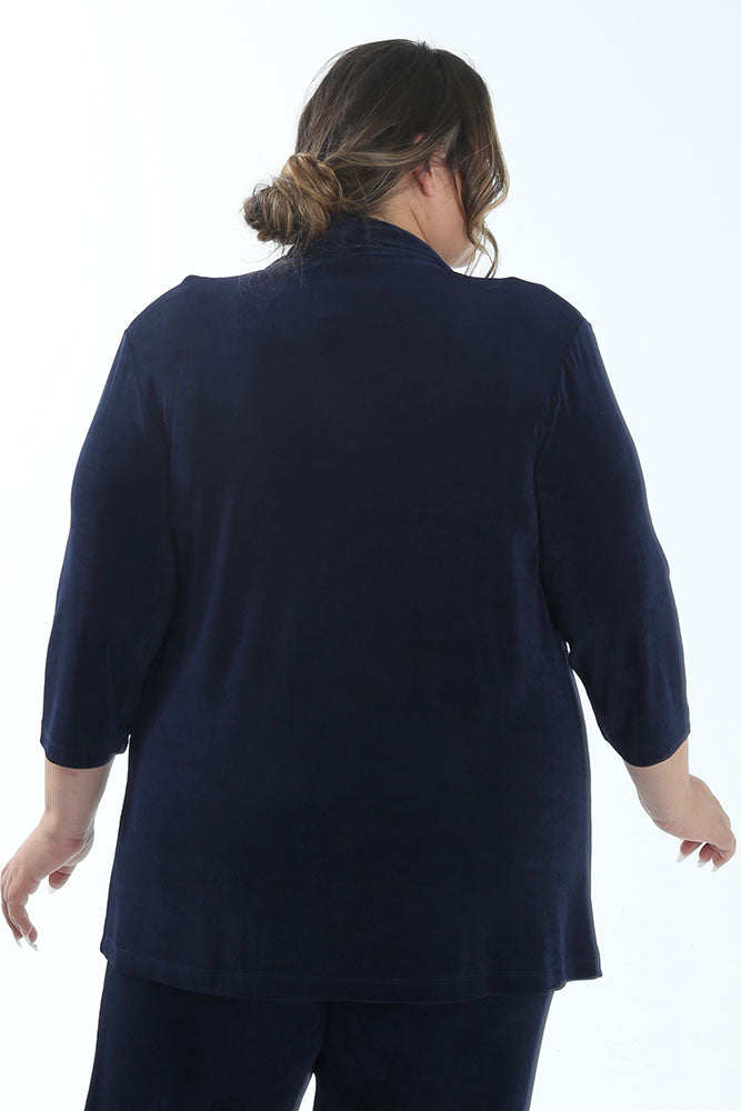 Jackets Vikki Vi Classic Navy 3/4 Sleeve Kimono Jacket
