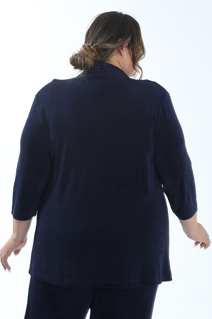 Jackets Vikki Vi Classic Navy 3/4 Sleeve Kimono Jacket