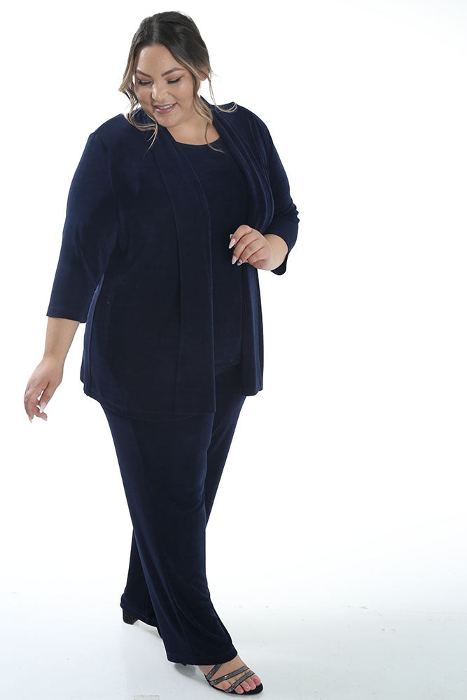 Jackets Vikki Vi Classic Navy 3/4 Sleeve Kimono Jacket