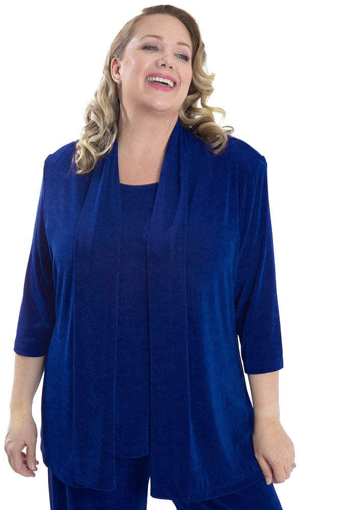 Jackets Vikki Vi Classic Royal Blue 3/4 Sleeve Kimono Jacket